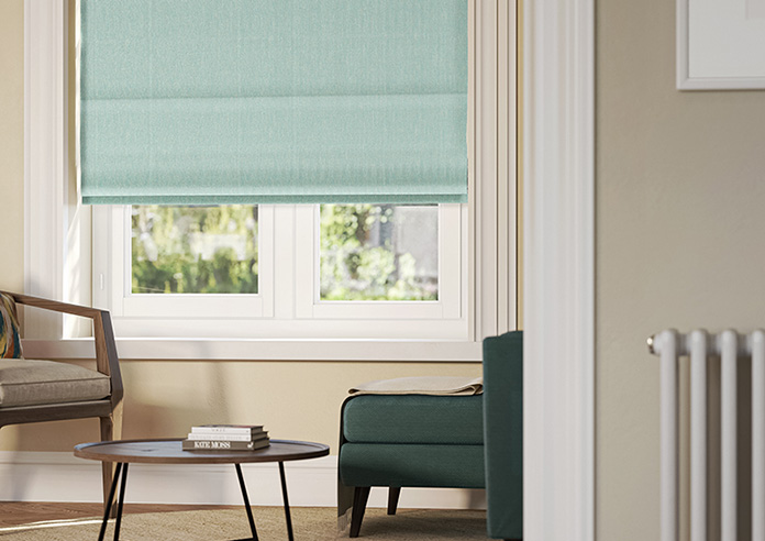 Delicate Chevron, Turquoise - Motorised Roman Blind - Image 5
